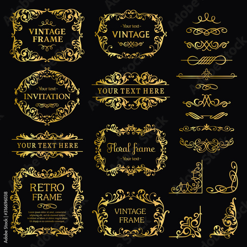Vintage decorative element gold set