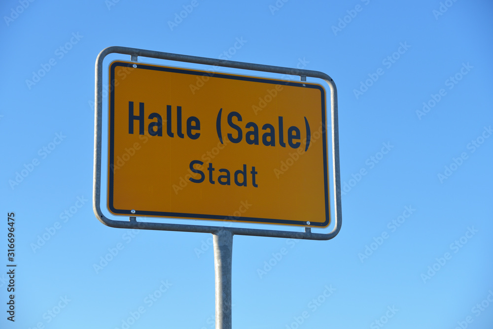 Ortsschild von Halle an der Saale