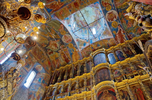 Yaroslavl, Russia - July 25, 2019: Interior of the Church of Elijah the Proph...