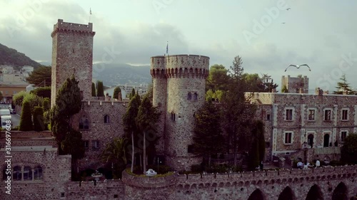 Drone view of Chateau de la Napoule at Mandelieu in provence in France. photo