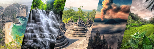 Indonesia famous landmarks collage photo
