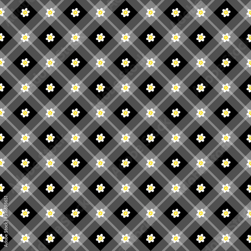 metal grid background. Seamless Floral Pattern