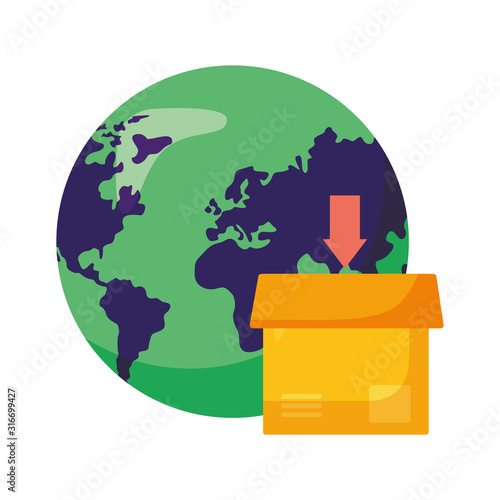 logistic delivery service with world planet