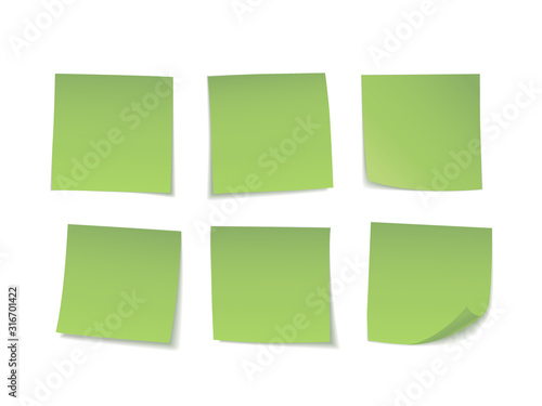 Green sticky notes set. Suitable for notes, advertising, and other