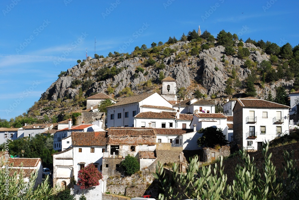 View of the traditional white town, Grazalema, Spain.