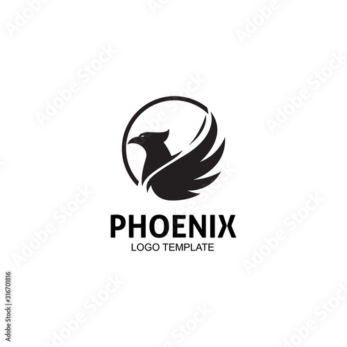 creative simple phoenix bird circle logo concept