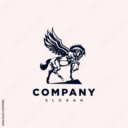 logo illustration of pegasus classic style