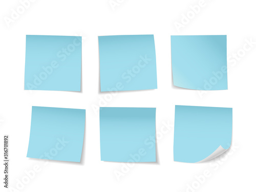 Blue sticky notes set. Suitable for notes, advertising, and other