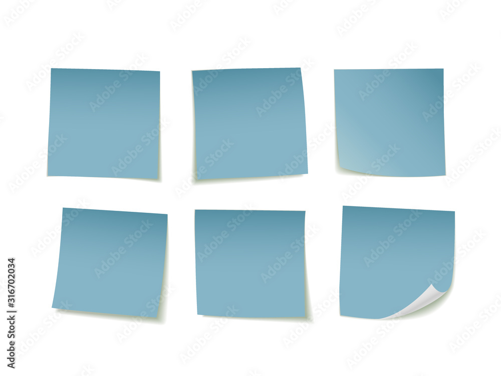 Blue sticky notes set. Suitable for notes, advertising, and other Blue sticky notes set. Suitable for notes, advertising, and other