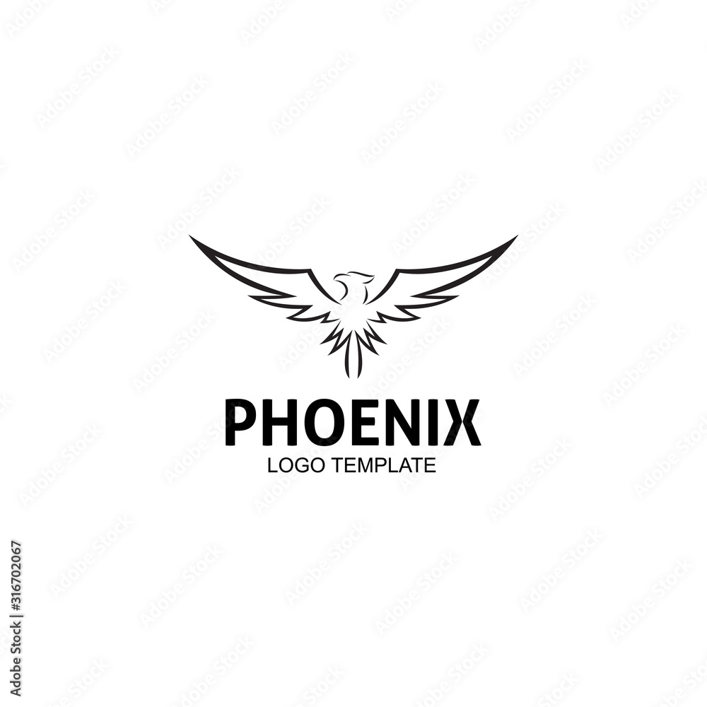 creative simple phoenix bird circle logo concept