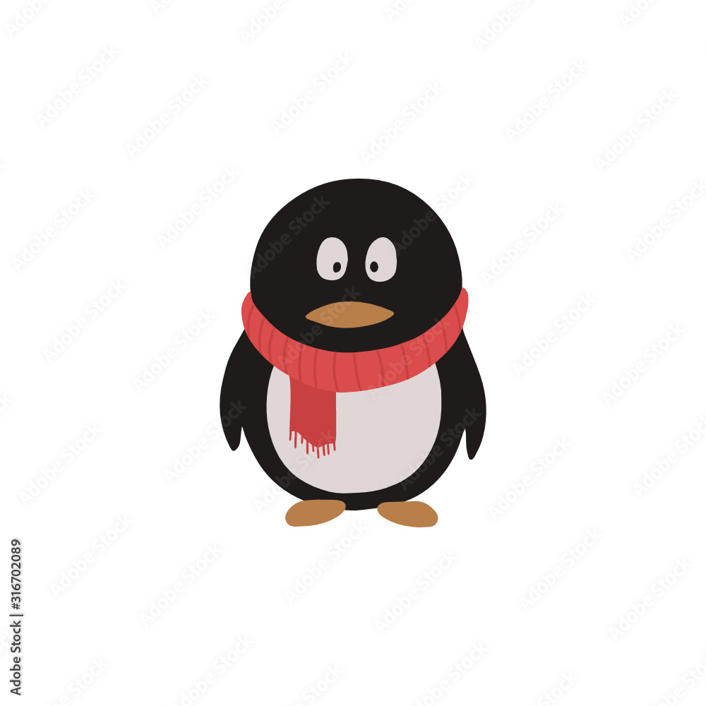 Cute, cartoon penguin bird, vector illustration design. Flat design. Cute, cartoon penguin bird, vector illustration design. Flat design.