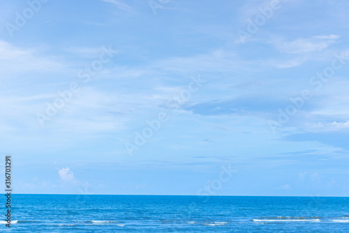 Landscape sea and blue sky background.