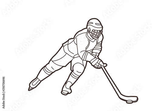 Ice Hockey player action cartoon sport graphic vector