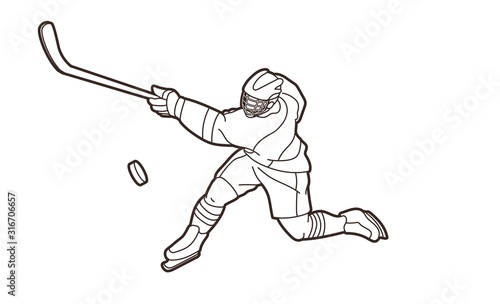 Ice Hockey player action cartoon sport graphic vector