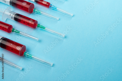 selective focus, filled with medical syringe