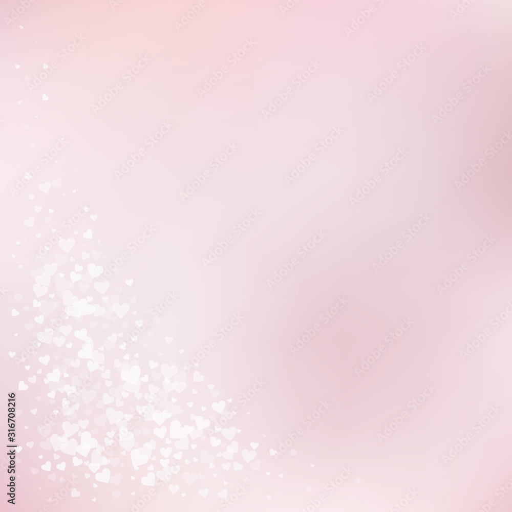 White heart love confettis. Valentine's day corner White heart love confettis. Valentine's day corner