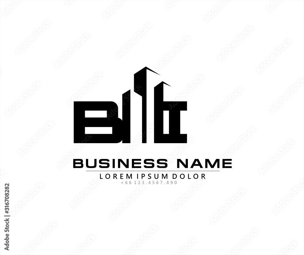 B I BI Initial building logo concept