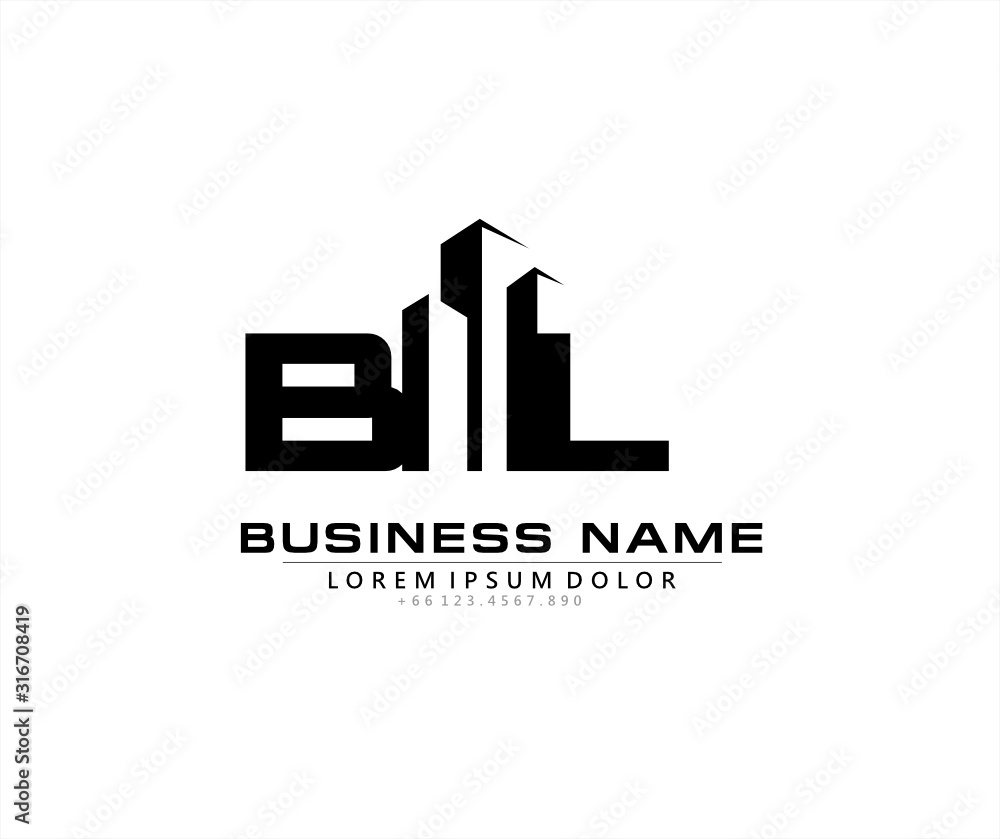 B L BL Initial building logo concept
