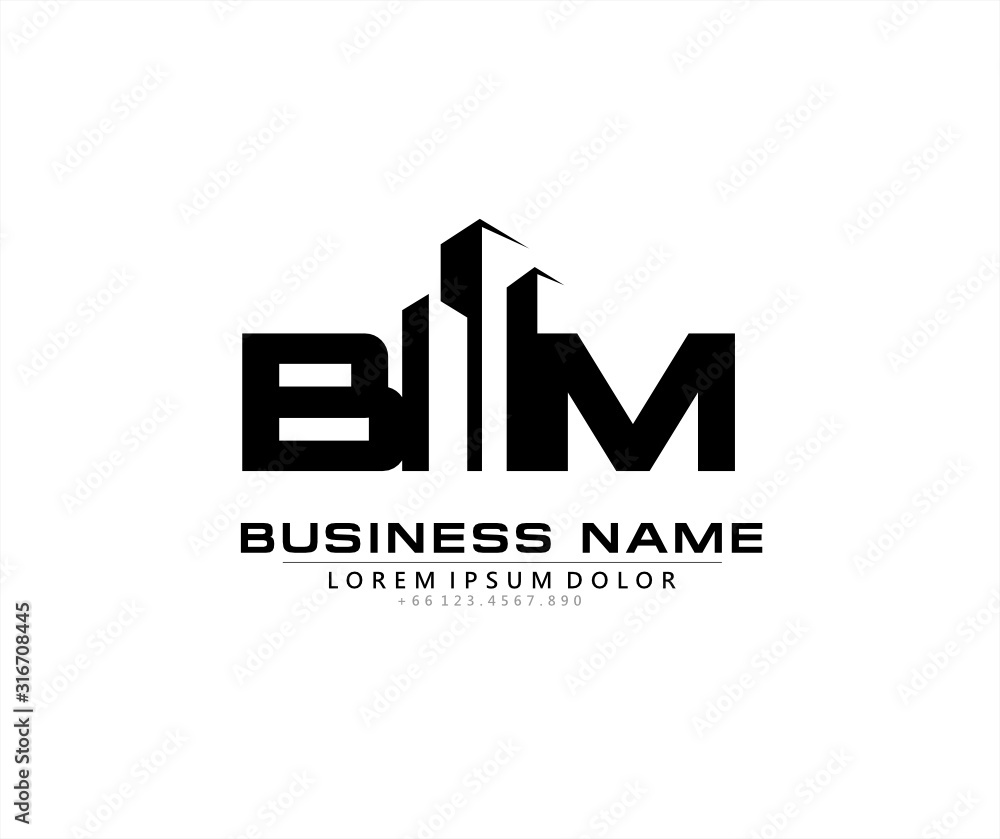 Fototapeta premium B M BM Initial building logo concept