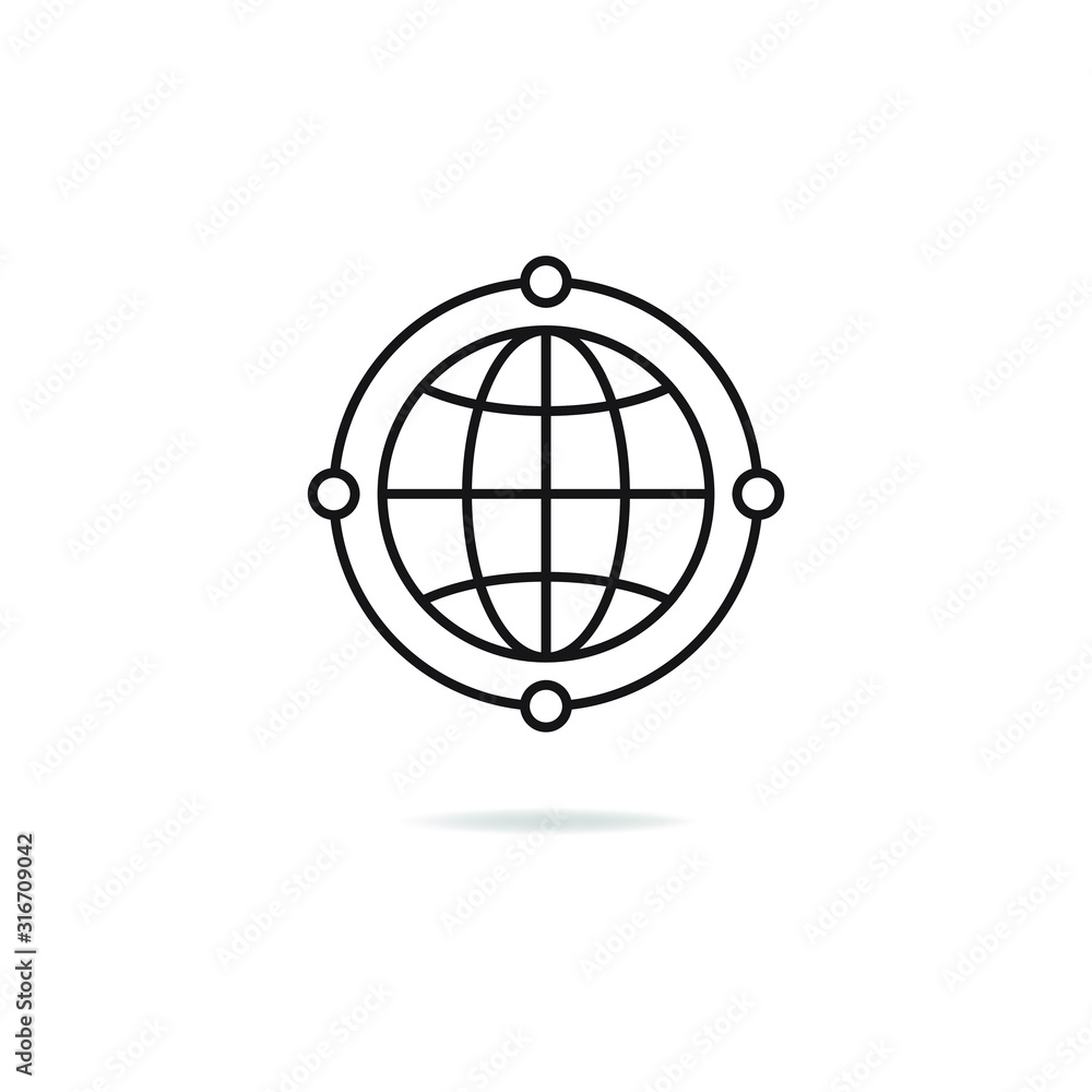 Global network icon design isolated on white background. Vector illustration Global network icon design isolated on white background. Vector illustration