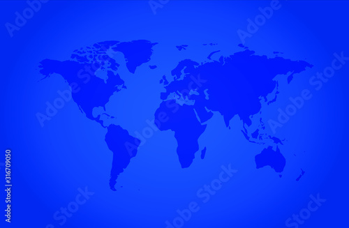 Blue gradient World map background image. Vector illustration. 