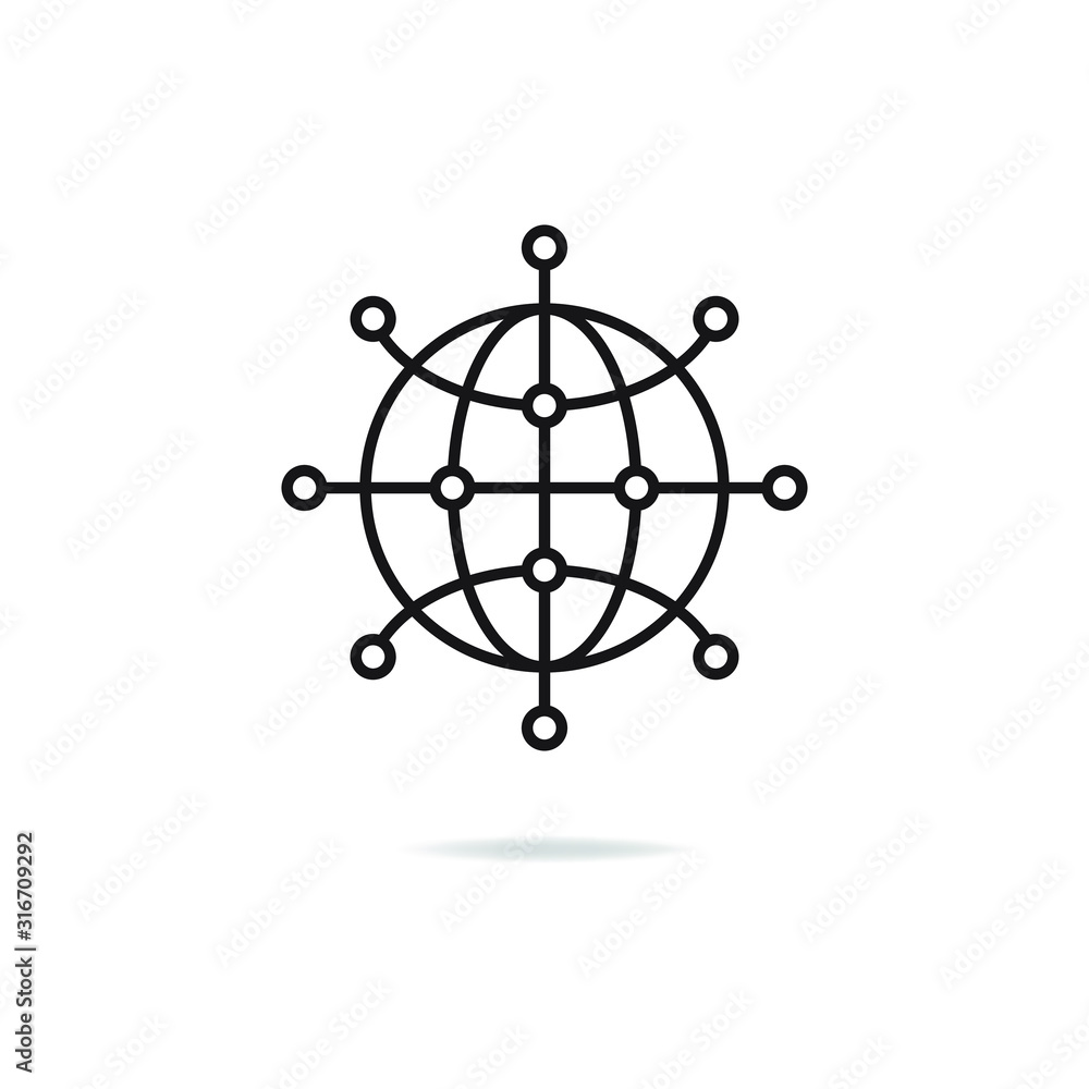 Global network icon design isolated on white background. Vector illustration Global network icon design isolated on white background. Vector illustration