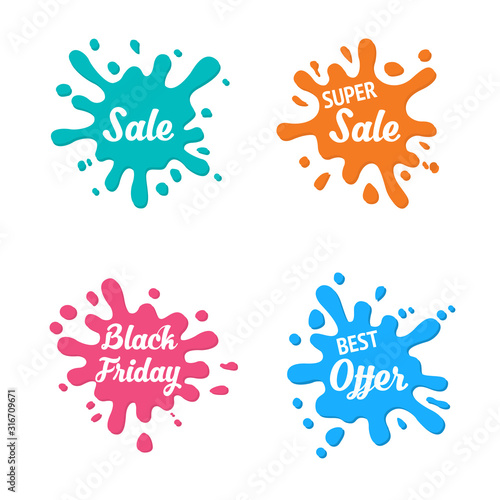 Best offer and sale splash. Web shopping labels. Special offer splash.