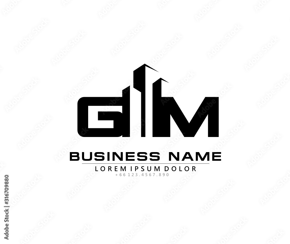 Initial gm logo design vector wall mural • murals gm, marketing, building