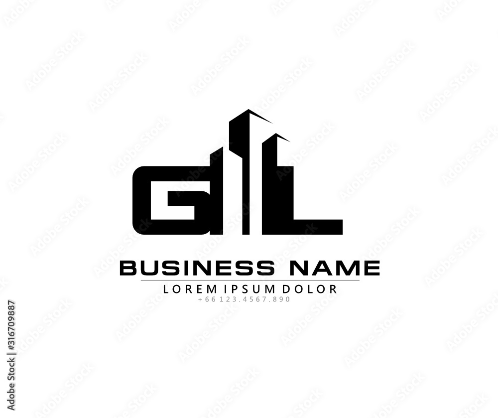 G L GL Initial building logo concept