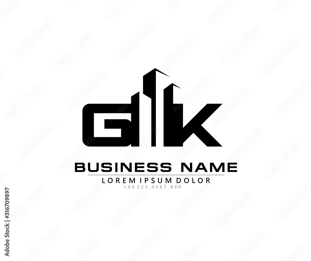 G K GK Initial building logo concept