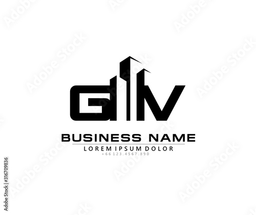 G V GV Initial building logo concept