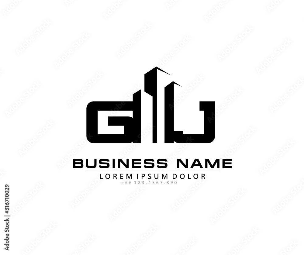 G J GJ Initial building logo concept