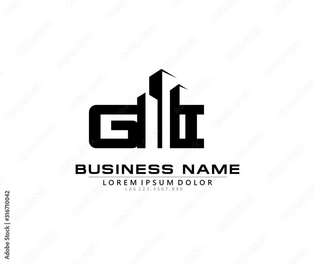 G I GI Initial building logo concept