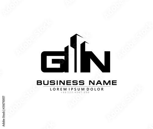 G N GN Initial building logo concept