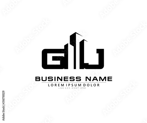 G J GJ Initial building logo concept