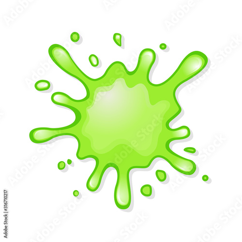  Green mucus splash stain. Slime blot isolated