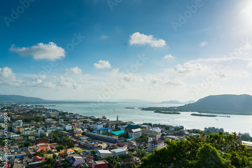 Viewpoint at the hilltop of Khao Tang Kuan you can see the city of Songkhla 360 degrees, Songkhla, Thailand...