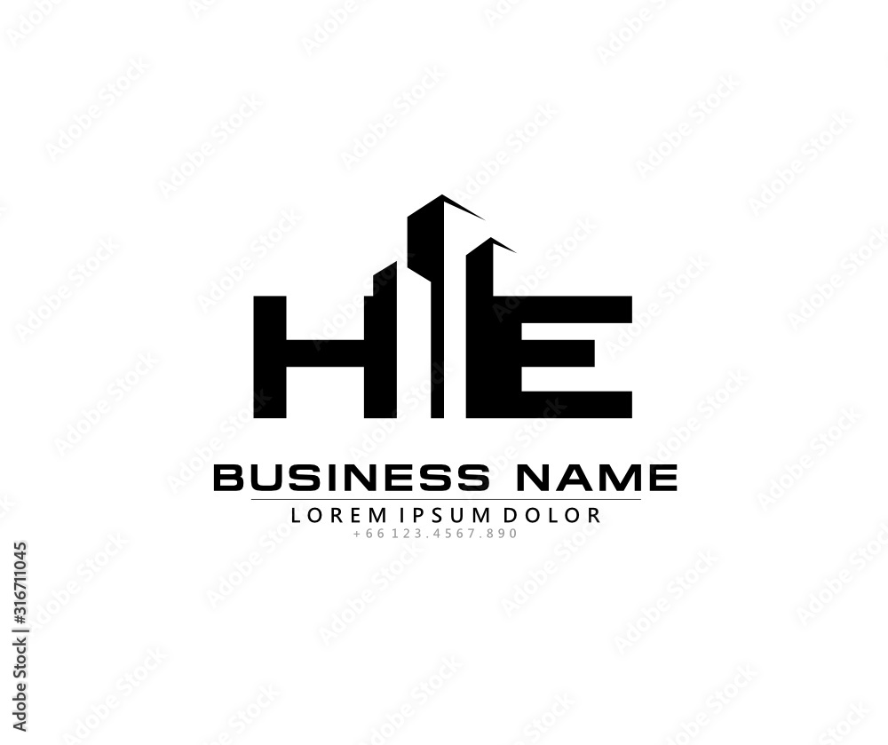 H E HE Initial building logo concept