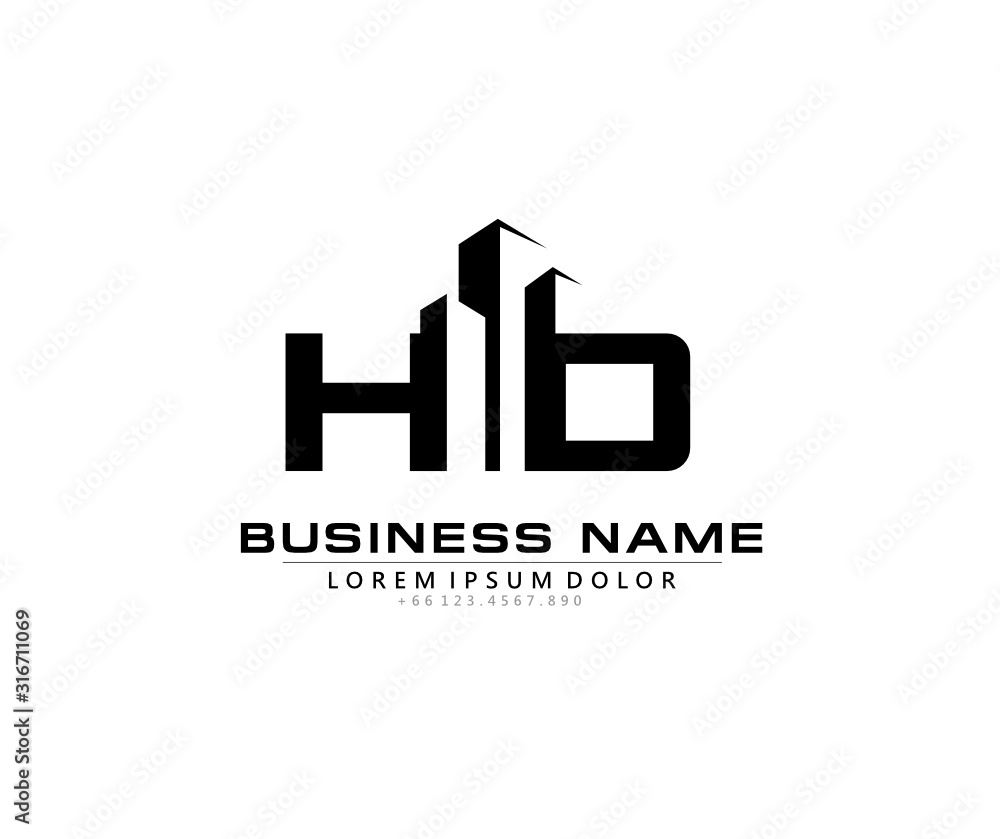 H D HD Initial building logo concept