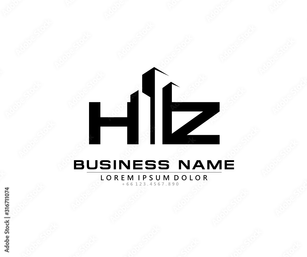 H Z HZ Initial building logo concept