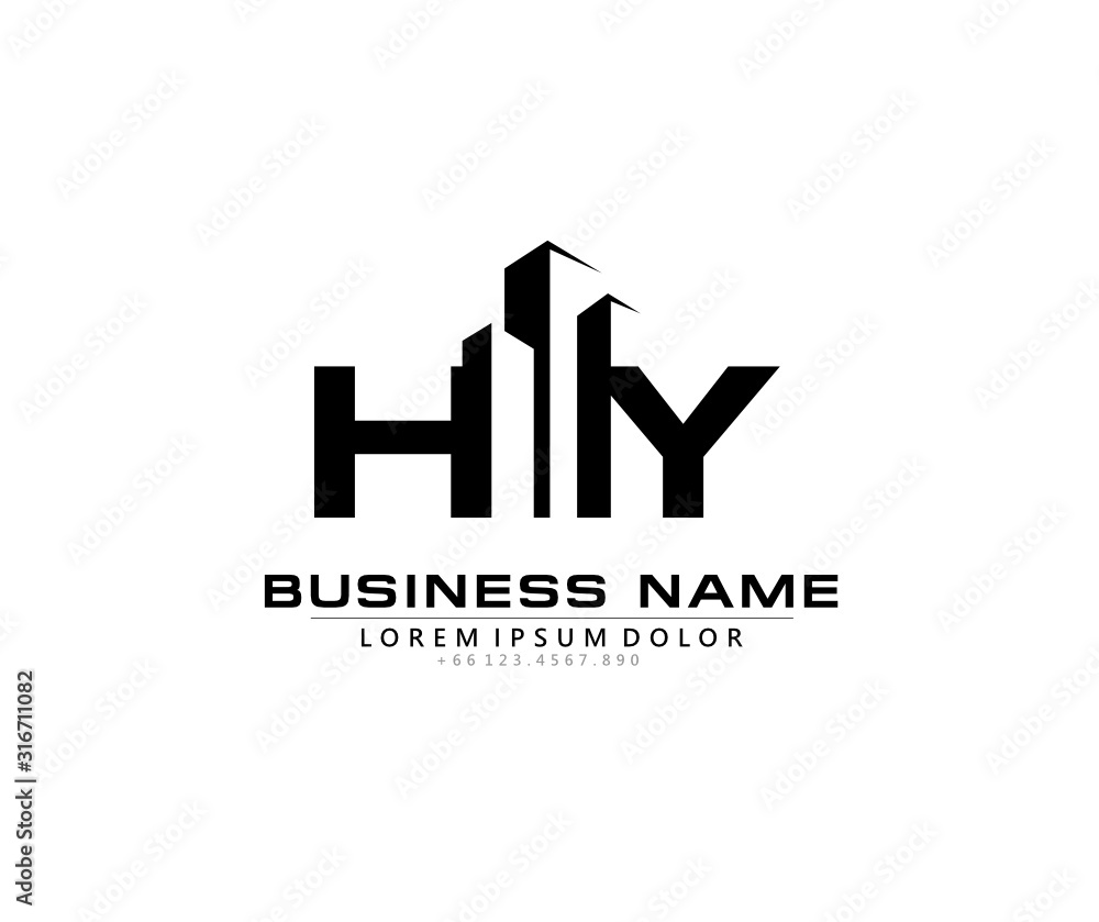 H Y HY Initial building logo concept