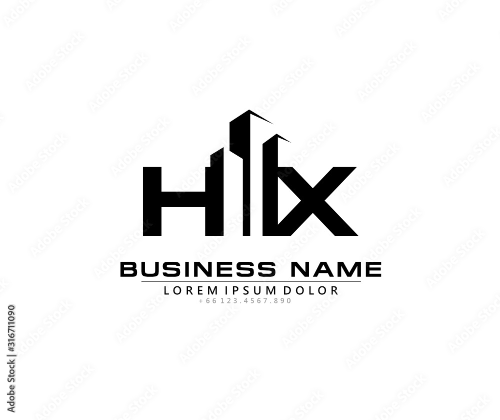 H X HX Initial building logo concept