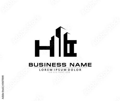 H I HI Initial building logo concept