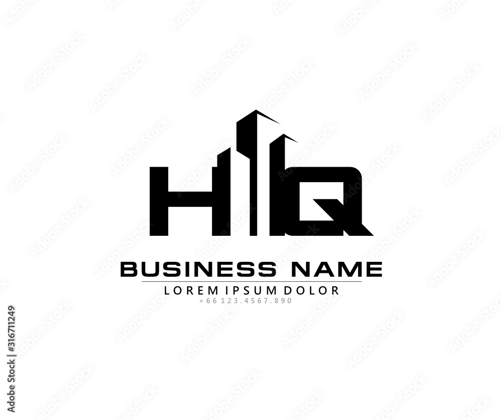 H Q HQ Initial building logo concept H Q HQ Initial building logo concept