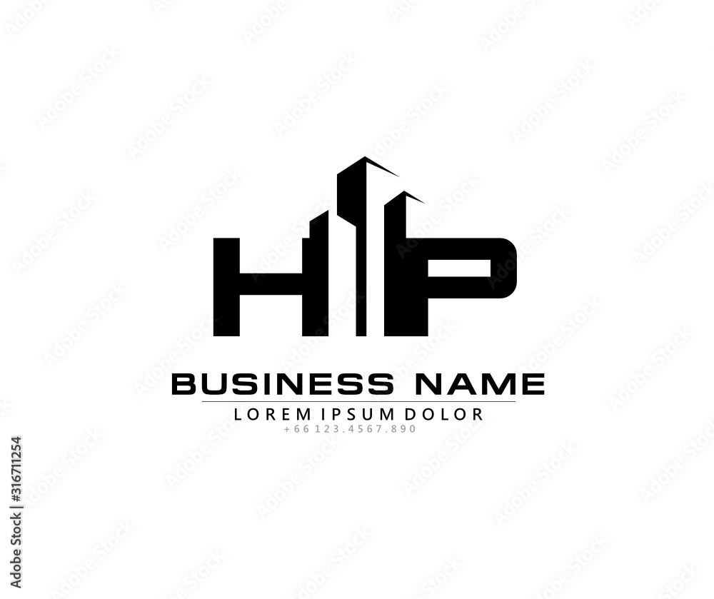 H P HP Initial building logo concept