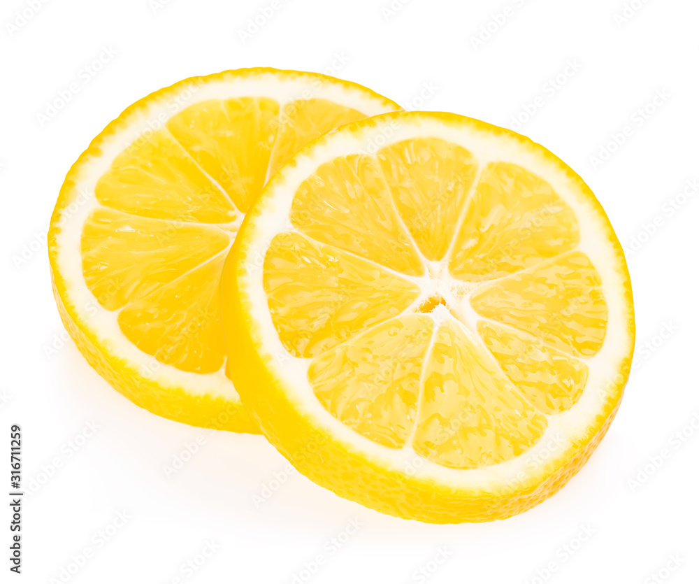 Lemon slices isolated on a white background. Lemon slices isolated on a white background.