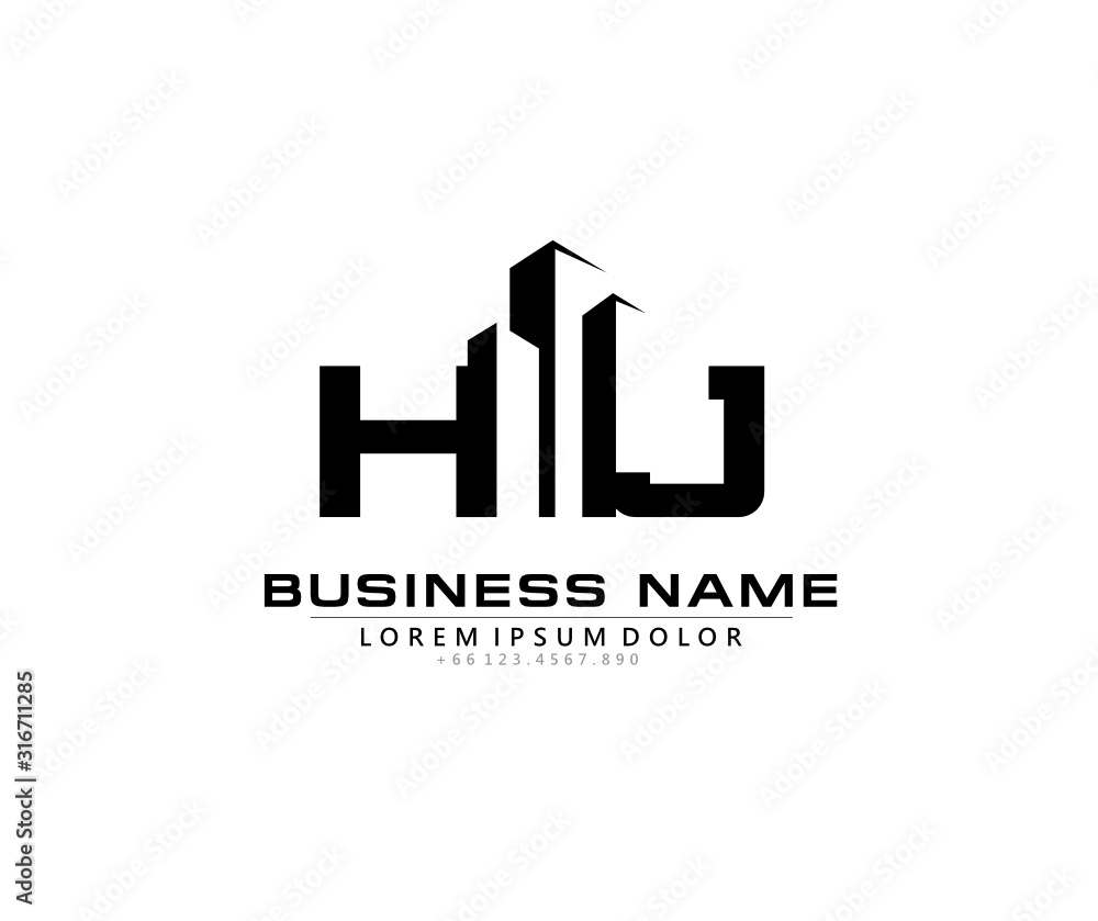 H J HJ Initial building logo concept