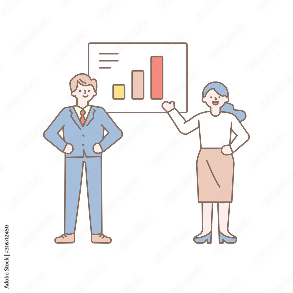 Simple Line art business people vector Simple Line art business people vector