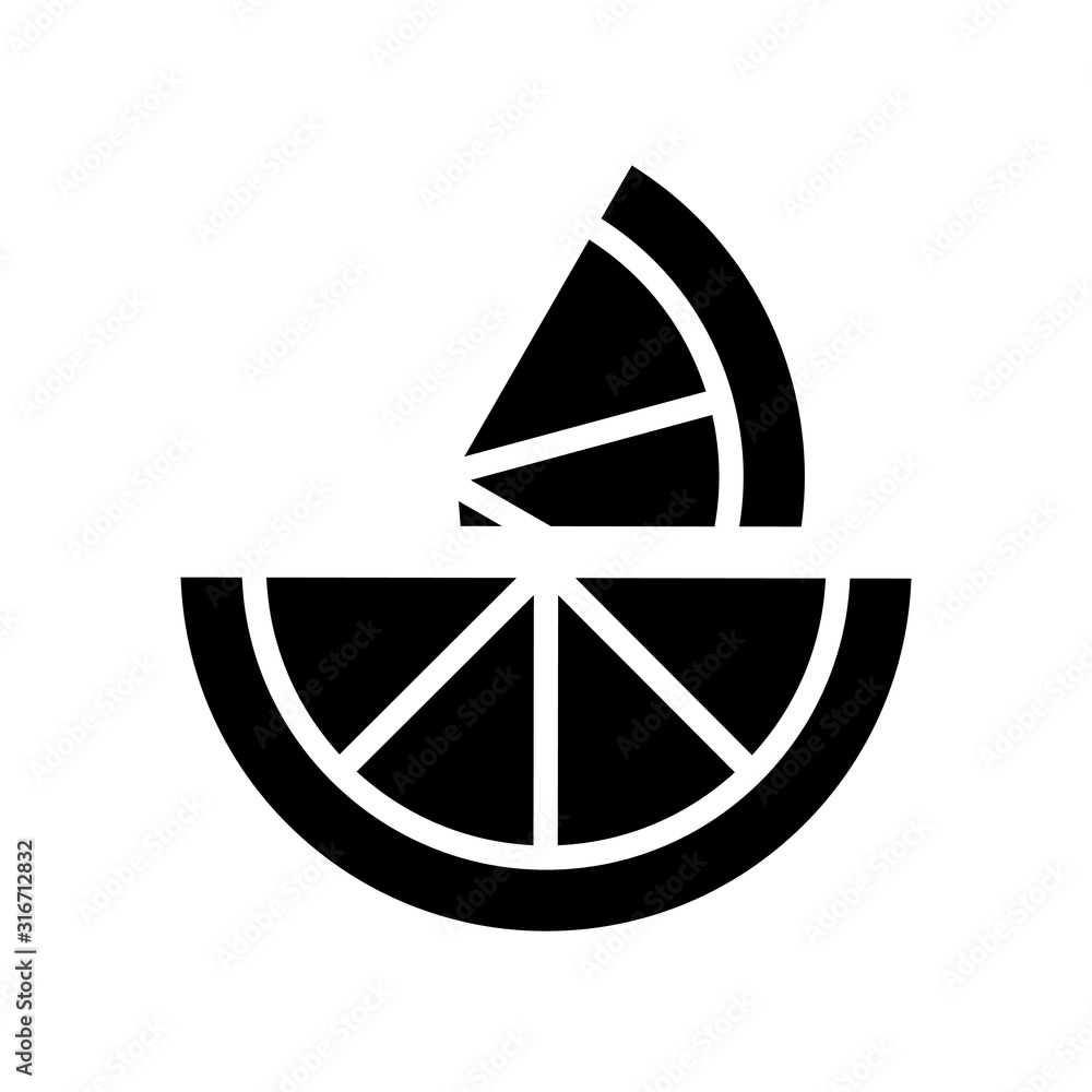 Two slices of lemon vector icon. chopped citrus illustration sign. Two slices of lemon vector icon. chopped citrus illustration sign.