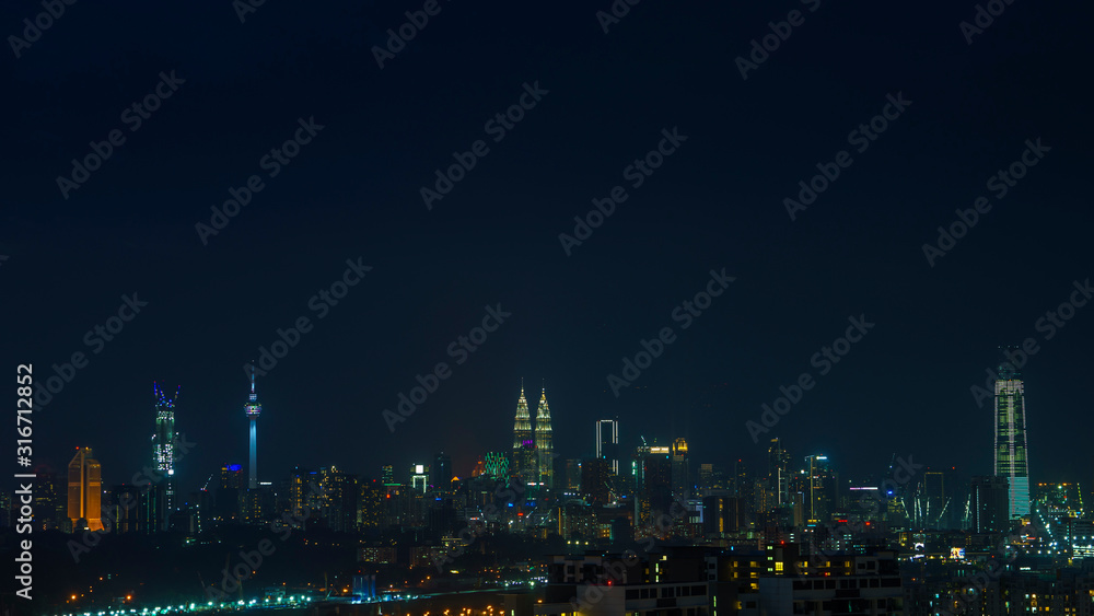 Kuala Lumpur city panorama night  view.